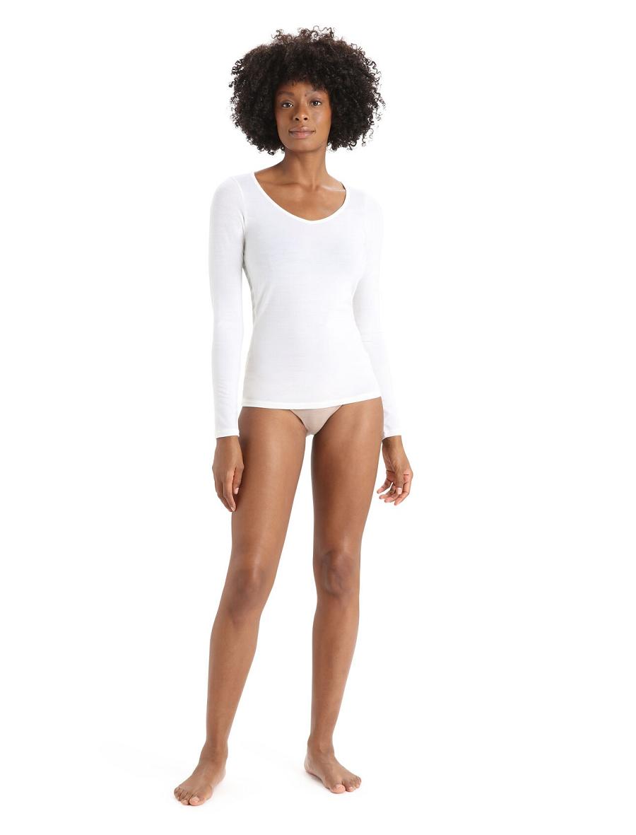 Bielizny Icebreaker Merino Siren Long Sleeve Sweetheart Top Damskie Białe | PL 1258YXFU